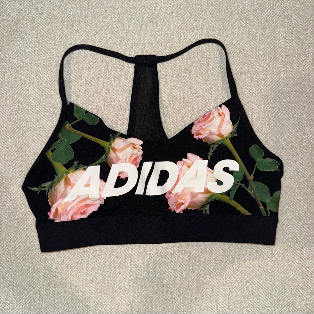 Adidas Floral Logo Sports Bra - Picture 3 of 9